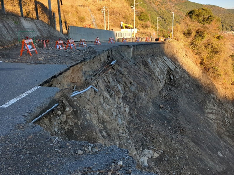 国道 473号 4年 災害 復旧工事 仮橋設置工 施工前